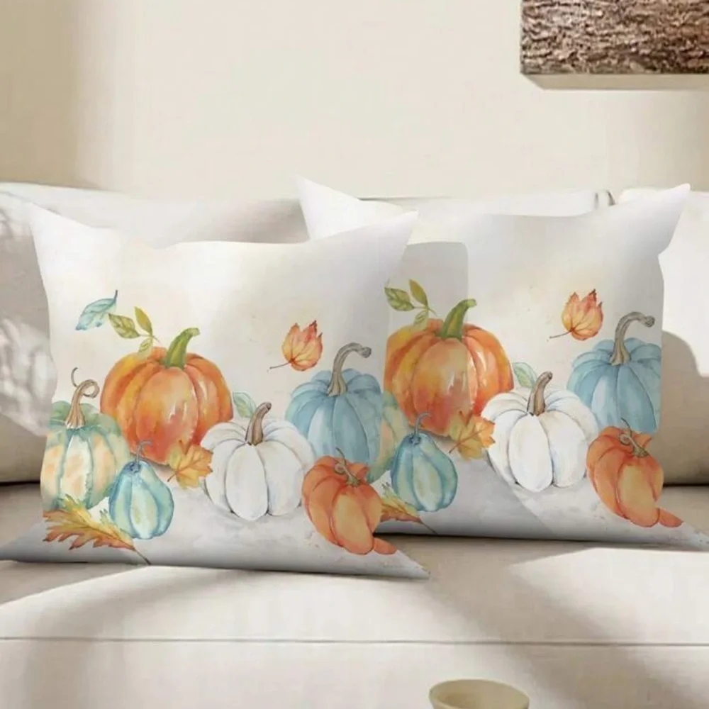 Multicolored Pumpkins Fall Harvest Accent Toss Pillow Cover
